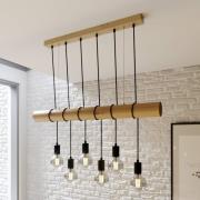 Houten hanglamp Eviton, 6-lamps, naturel