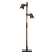 Vloerlamp Plow met 2 spots, zwart/hout donker