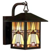 Buitenwandlamp Inglenook, bont glas, H 27,8 cm