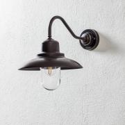 Buitenwandlamp Patio, antiek messing, gebogen