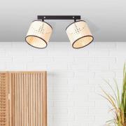 Plafondspot Wiley, 2-lamps met rotan