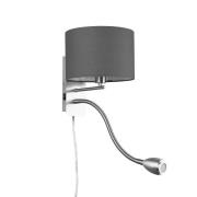 Wandlamp hotel met LED leeslamp, rond, grijs