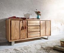 DELIFE Dressoir Live-Edge 147 cm acacia natuur 3 laden 2 deuren