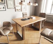DELIFE Eettafel Edge 140x90 acacia natuur roestvrijstaal breed Live-Ed...