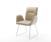 DELIFE Eetkamerstoel Vinja-Flex microvelours beige vintage slipframe r...