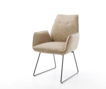 DELIFE Eetkamerstoel Zoa-Flex microvelours beige vintage slipframe zwa...