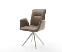 DELIFE Eetkamerstoel Vinja-Flex microvelours taupe vintage kruisframe ...