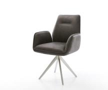 DELIFE Eetkamerstoel Zoa-Flex microvelours antraciet vintage kruisfram...