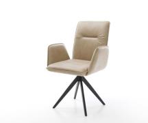 DELIFE Eetkamerstoel Vinja-Flex microvelours beige vintage kruisframe ...