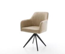 DELIFE Eetkamerstoel Greg-Flex microvelours beige vintage kruisframe h...
