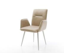 DELIFE Eetkamerstoel Vinja-Flex microvelours beige vintage 4-poot coni...