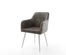DELIFE Eetkamerstoel Greg-Flex microvelours grijs antiek 4-poot conisc...