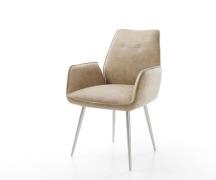 DELIFE Eetkamerstoel Zoa-Flex microvelours beige vintage 4-poot conisc...