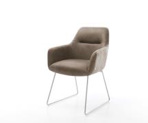 DELIFE Eetkamerstoel Pejo-Flex microvelours taupe vintage slipframe ro...