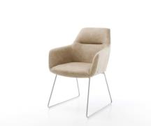 DELIFE Eetkamerstoel Pejo-Flex microvelours beige vintage slipframe ro...