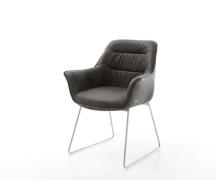 DELIFE Eetkamerstoel Kaira-Flex microvelours antraciet vintage slipfra...