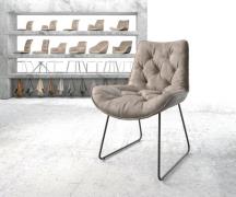 DELIFE Eetkamerstoel Taimi-Flex microvelours taupe vintage slipframe z...