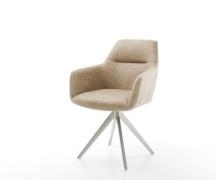 DELIFE Eetkamerstoel Pejo-Flex microvelours beige vintage kruisframe h...