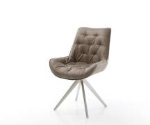 DELIFE Eetkamerstoel Taimi-Flex microvelours taupe vintage kruisframe ...