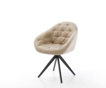 DELIFE Eetkamerstoel Gaio-Flex microvelours beige vintage kruisframe h...