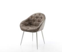 DELIFE Eetkamerstoel Gaio-Flex microvelours taupe vintage 4-poot conis...