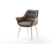 DELIFE Eetkamerstoel Kaira-Flex microvelours taupe vintage 4-poot coni...