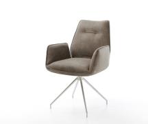 DELIFE Eetkamerstoel Zoa-Flex microvelours taupe vintage kruisframe co...