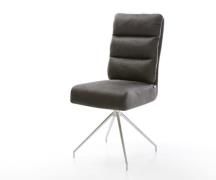 DELIFE Eetkamerstoel Pela-Flex microvelours antraciet vintage kruisfra...