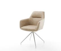 DELIFE Eetkamerstoel Pejo-Flex microvelours beige vintage kruisframe c...