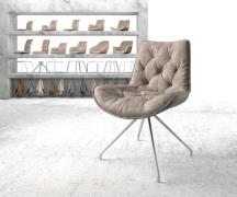 DELIFE Eetkamerstoel Taimi-Flex microvelours taupe vintage kruisframe ...