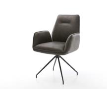 DELIFE Eetkamerstoel Zoa-Flex microvelours antraciet vintage kruisfram...