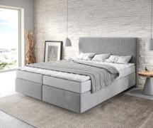 DELIFE Boxspringbed Dream-Well 160x200 cm grijs microvezel stof