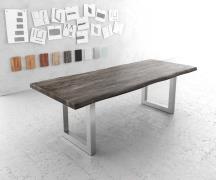 DELIFE Eettafel Edge 240x100cm XL acacia platina roestvrijstaal breed ...