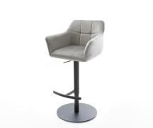 DELIFE Barstoel Yulo-Flex fluweel grijs draaivoet hoogte verstelbaar m...