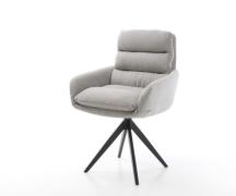 DELIFE Eetkamerstoel Abelia-Flex met armleuning stripes lichtgrijs kru...