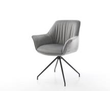 DELIFE Eetkamerstoel Keila-Flex met armleuning fluweel grijs kruisfram...