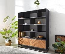 DELIFE Boekenkast Famke 120 cm mango teak 10 vakken 2 deuren