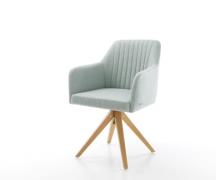 DELIFE Eetkamerstoel Greg-Flex stripes mint houten frame hoekig natuur