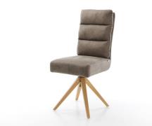 DELIFE Eetkamerstoel Pela-Flex microvelours taupe vintage houten frame...