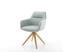 DELIFE Eetkamerstoel Pejo-Flex stripes mint houten frame hoekig natuur