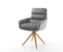 DELIFE Eetkamerstoel Abelia-Flex met armleuning fluweel grijs houten f...