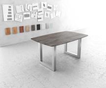 DELIFE Eettafel Edge Boot 160x90 acacia platina edelstaal breed Zwitse...