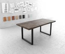 DELIFE Eettafel Edge 180x90 XL acacia platina skidframe zwart Live-Edg...