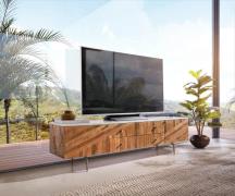 DELIFE TV-meubel Bahan 175 cm mango teak 2 deuren 2 schuifladen mittig...