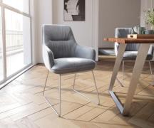 DELIFE Eetkamerstoel Zelia-Flex met armleuning fluweel grijs slipframe...