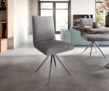 DELIFE Eetkamerstoel Lelio-Flex structuurstof lichtgrijs kruisframe br...