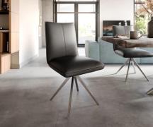 DELIFE Eetkamerstoel Lelio-Flex echt leer zwart kruisframe breed roest...