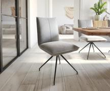 DELIFE Eetkamerstoel Lelio-Flex fluweel grijs kruisframe conisch zwart...