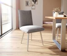 DELIFE Eetkamerstoel Lelio-Flex fluweel grijs 4-poot conisch roestvrij...