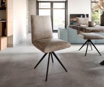 DELIFE Eetkamerstoel Lelio-Flex microvelours taupe vintage kruisframe ...